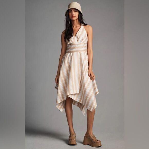 Anthropologie Maeve Asymmetrical Wrap Shirt Dress Size 12 - Picture 1 of 4